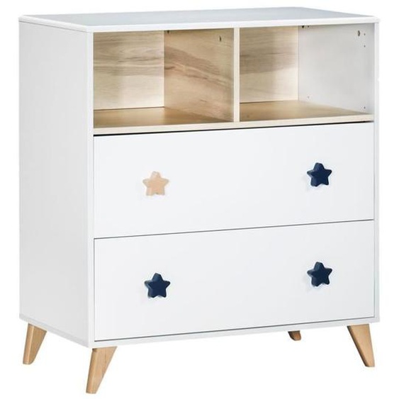 Chambre bébé duo OSLO - Lit 120x60 + Commode à langer 2 tiroirs étoiles - SAUTHON