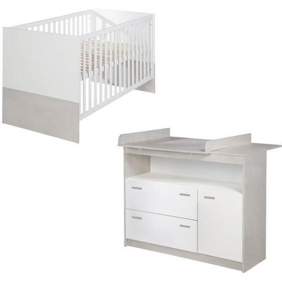 Chambre Bébé Duo ROBA Julia - Lit Évolutif 70x140 + Commode à Langer - Bicolore