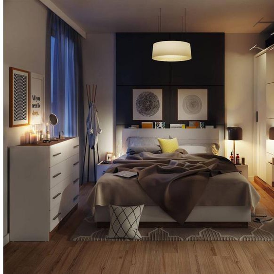 Bobochic - Chambre complète avec lit coffre, armoire, commode et deux chevets ZENITA