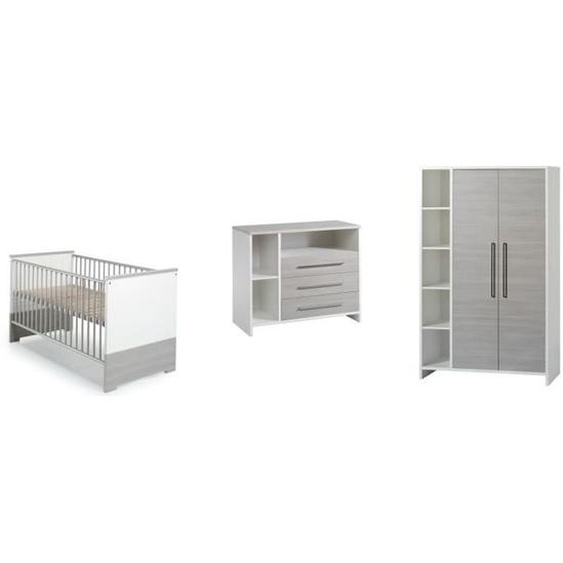 Chambre Eco Silver lit évolutif commode armoire 2 portes   SCHARDT