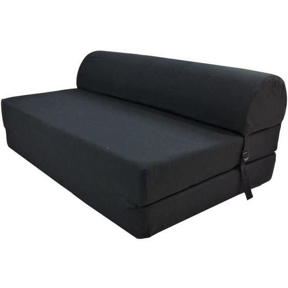 Chauffeuse convertible 2 places JUNE - Tissu noir - Style contemporain - L 115 x P 75 cm