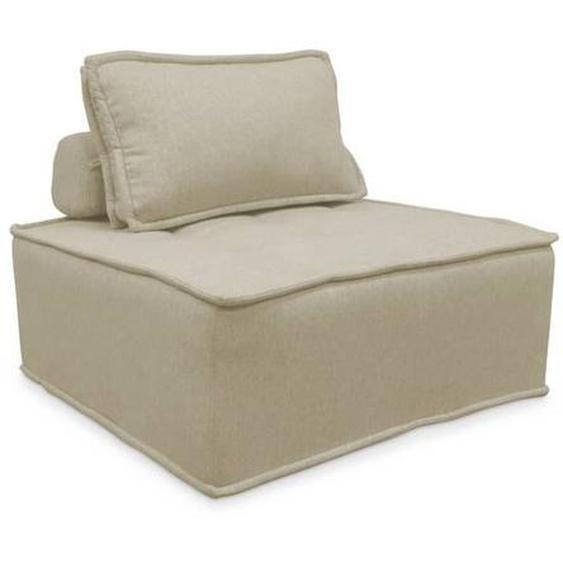 Chauffeuse pour canapé modulable tissu capitonné beige avec un coussin