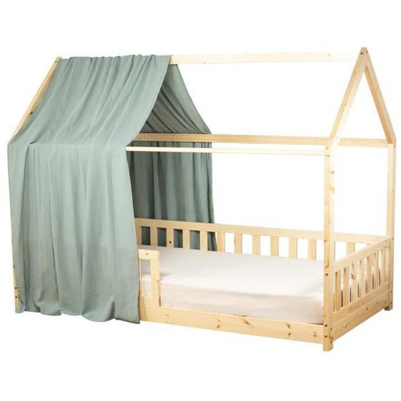 Ciel de Lit Cabane en gaze de coton SOLO Vert de gris 130x330 cm