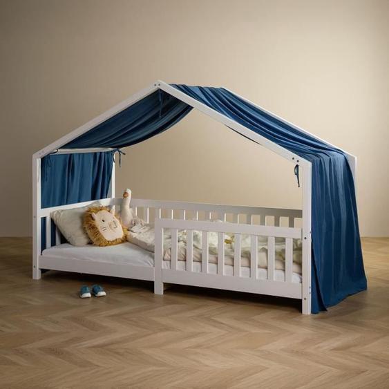 Ciel de lit rideau de lit bleu foncé en mousseline pour lits cabanes enfants