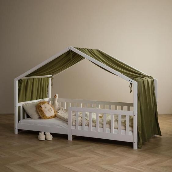 Ciel de lit rideau de lit vert foncé en mousseline pour lits cabanes enfants