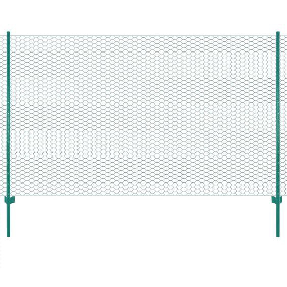 Clôture en grillage métallique avec poteaux Acier 25x1,5 m Vert