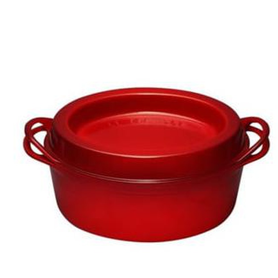 Cocotte ovale Doufeu fonte émaillée rouge Ø32 cm