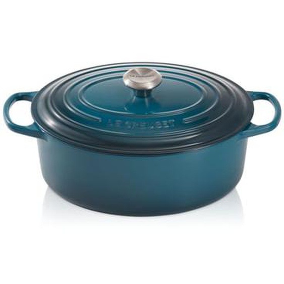 Cocotte ovale fonte émaillée bleu deep teal 6,3 L