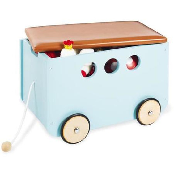 Coffre à jouets avec roues Pinolino Jim Bleu - Bois - Capacité de charge 20 kg