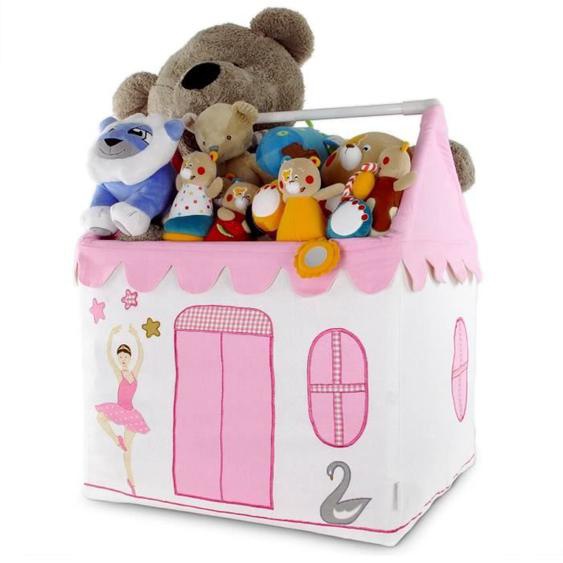 Coffre à Jouets Ballet School - KIDSLEY - Fille - 100% coton - Rose et multicolore - H 70 x L 60 x l 50 cm