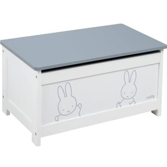 Coffre À Jouets Miffy® Pour Enfant - Meuble De Rangement En Bois 2 En 1 - Blanc / Motif Lapin Gris - Roba Blanc