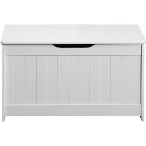 Coffre de Rangement Banc pour Jouets Enfants - MOBILI REBECCA - Blanc - Mdf - Dimensions H 44,5 x L 80 x L 40 cm