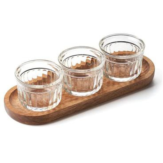 Coffret apéro 3 verrines 10 cl + plateau bois, DELICE