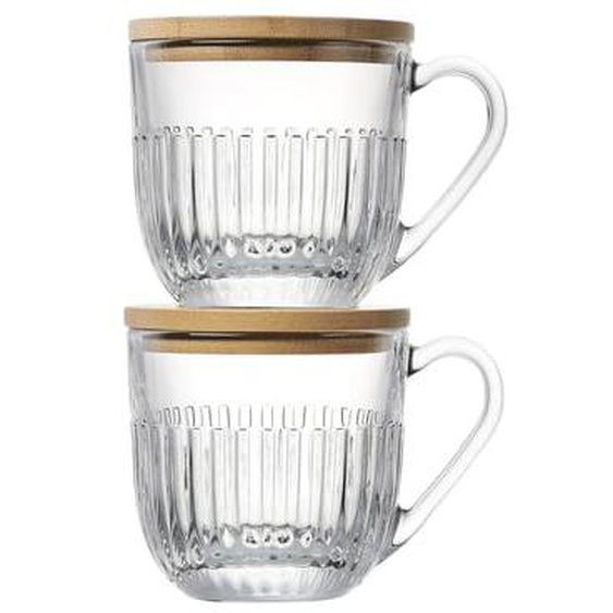 Coffret de 2 tasses avec couvercles OUESSANT /sous tasses en bambou