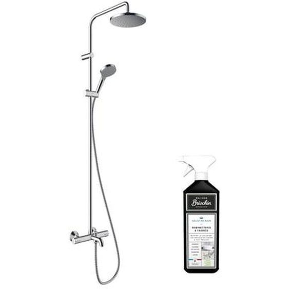 Colonne bain douche thermostatique Vernis Blend 200 EcoSmart chromée + nettoyant Briochin