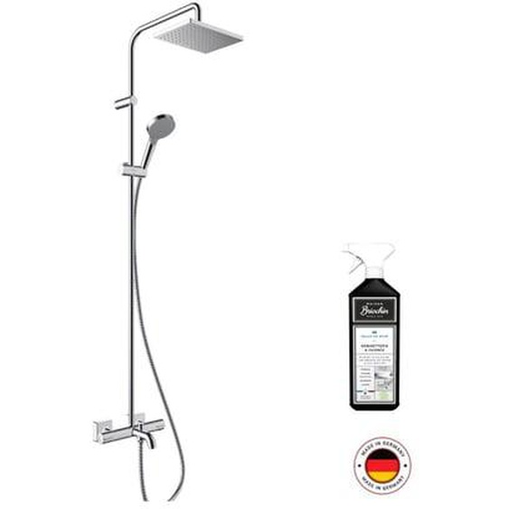 Colonne bain douche thermostatique Vernis Shape 230 EcoSmart chromée + nettoyant Briochin