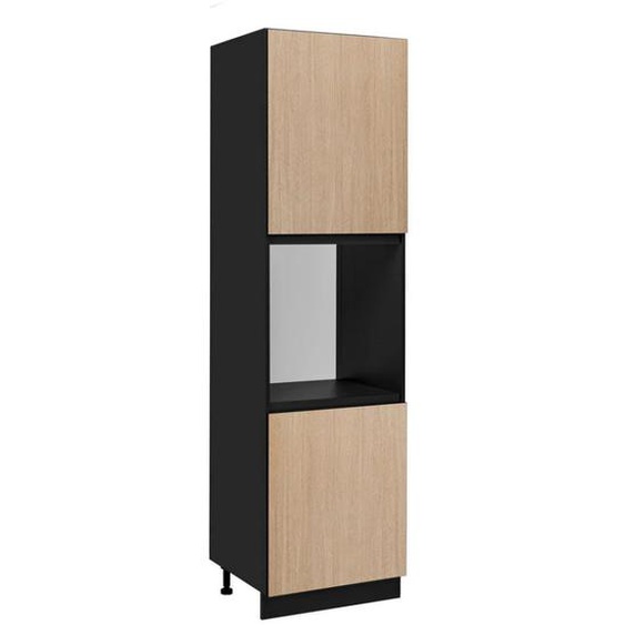 Colonne De Cuisine Roma - Noir/Beige - L 60 X H 210 X P 56,2 Cm