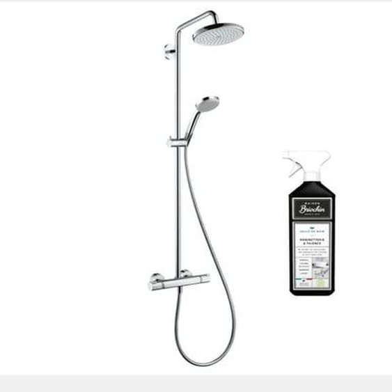 Colonne de douche thermostatique Croma 220 chromée + nettoyant Briochin