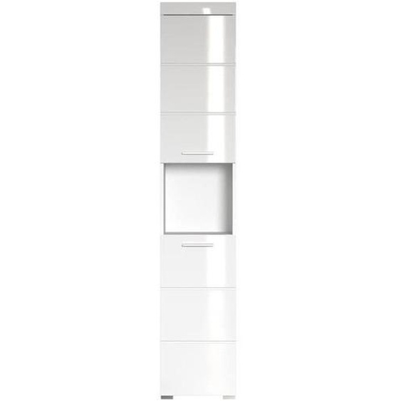 Colonne De Salle De Bain Amanda - 2 Portes - Blanc Brillant - L37 X P31 X H190 Cm