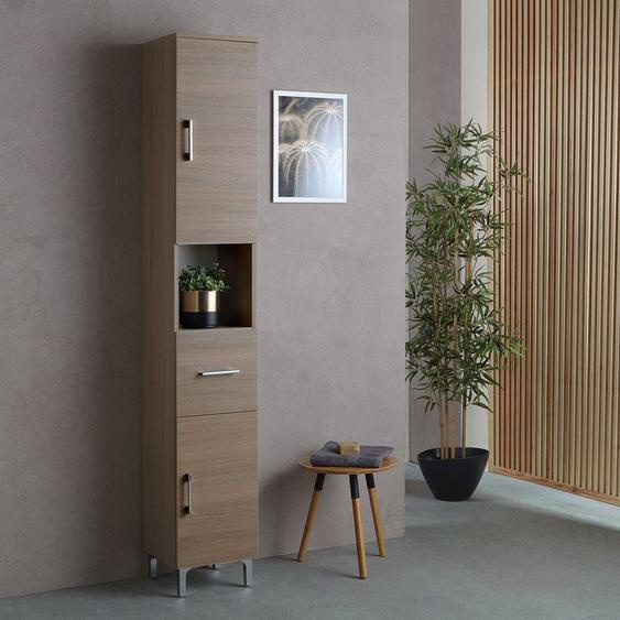 Colonne De Salle De Bain H 190cm Chêne Naturel Effet Bois  Rimini