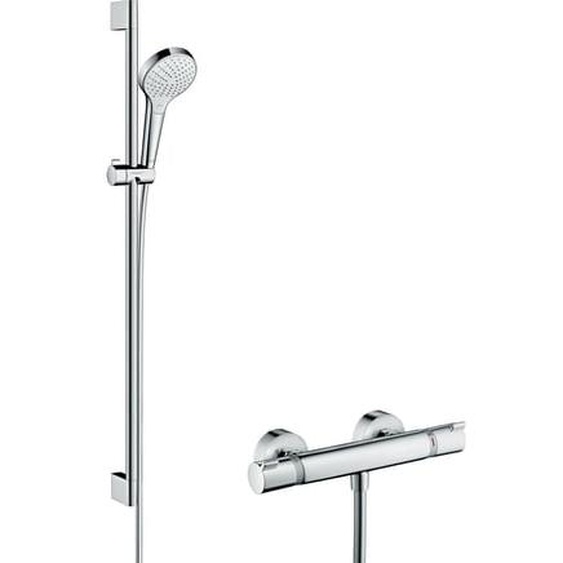 Combi douche Vario avec barre 90 cm  Ecostat Comfort blanc chromé