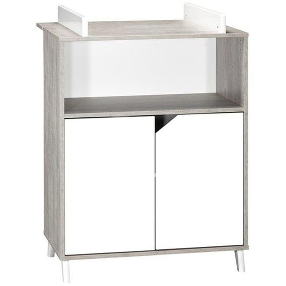 Commode à langer - Babyprice - Scandi gris - 2 portes - 1 niche - En bois