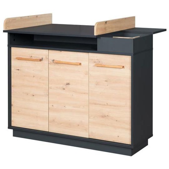 Commode à langer Bébé ROBA Lenn - Fermeture Douce - Anthracite / Décor bois