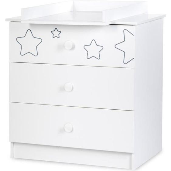 Commode à langer enfant motifs étoiles - KLUPS - TINO - Blanc - Mixte - Bois - Enfant