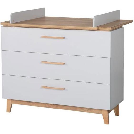 Commode à Langer ROBA Caro avec 3 Tiroirs - Fermeture Progressive - Gris Clair / Décor Chêne