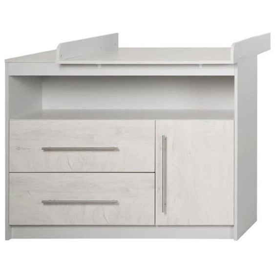 Commode à langer ROBA Maren 2 - Gris clair - Blanc - Hauteur 90,5cm