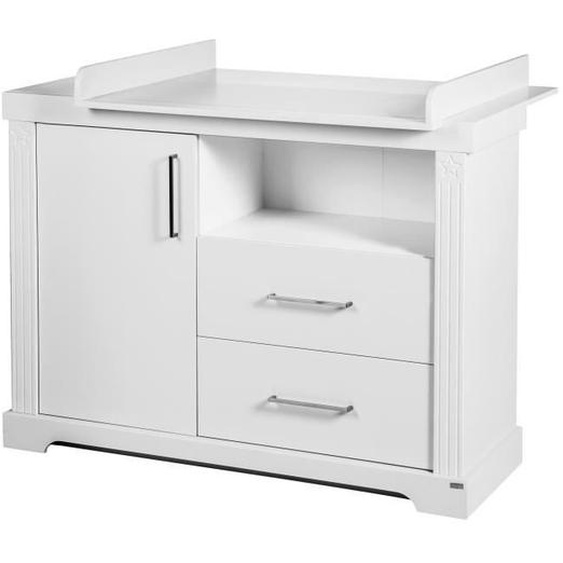 Commode à Langer ROBA Maxi - 2 Tiroirs, 1 Porte, 1 Compartiment Ouvert - Bois Blanc