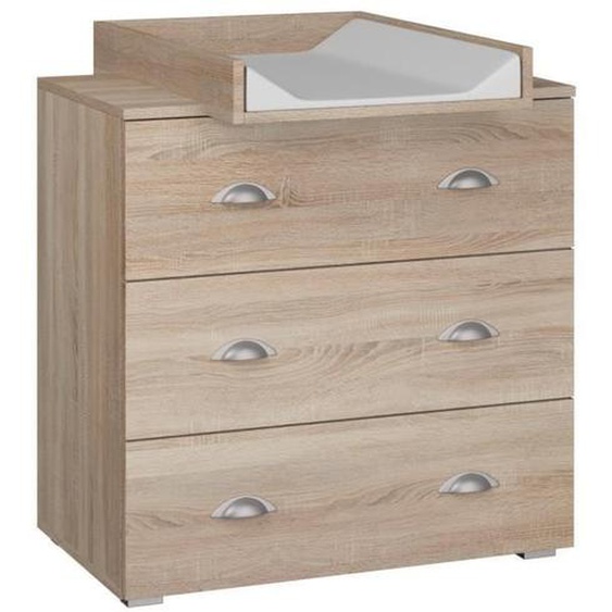 Commode avec plateau à langer en bois - Beige - L 80 x P 48-72 x H 90 cm