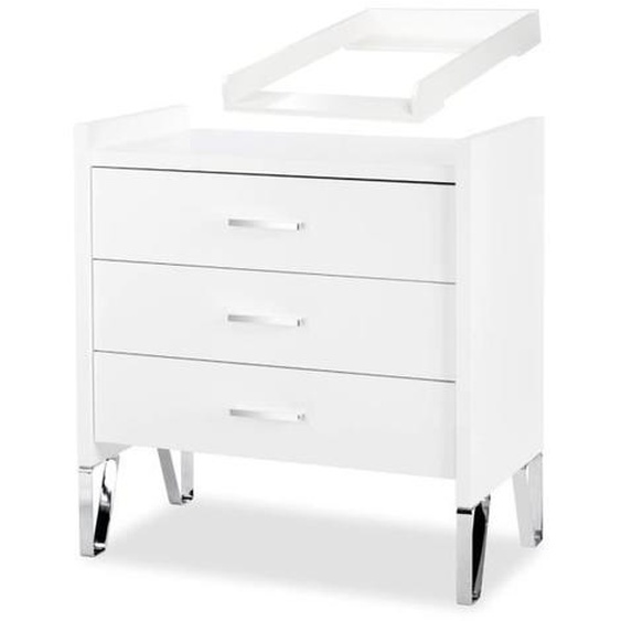 Commode bébé avec pieds métal et plan à langer amovible - MON MOBILIER DESIGN - BLANKA - Bois - Blanc - Mixte