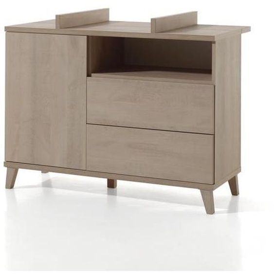 Commode bébé avec table à langer intégrée coloris chêne River OAK collection LOUISE.