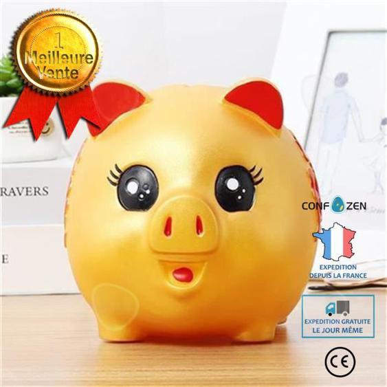 CONFO® Plastique incassable mignon salon garçon papier-monnaie pièce de monnaie dessin animé chanceux tirelire doré Créatif tirelire