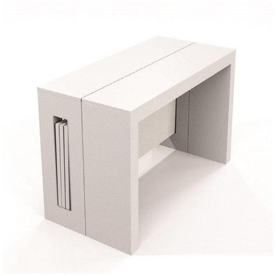 Table console extensible 10 couverts TOPAZ 120 cm chêne blanc avec allonges intégrées