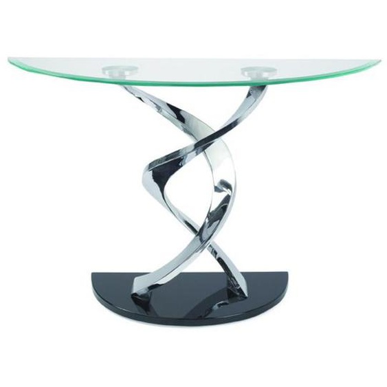 Console TOURBILLON design en verre trempé piétement acier chromé