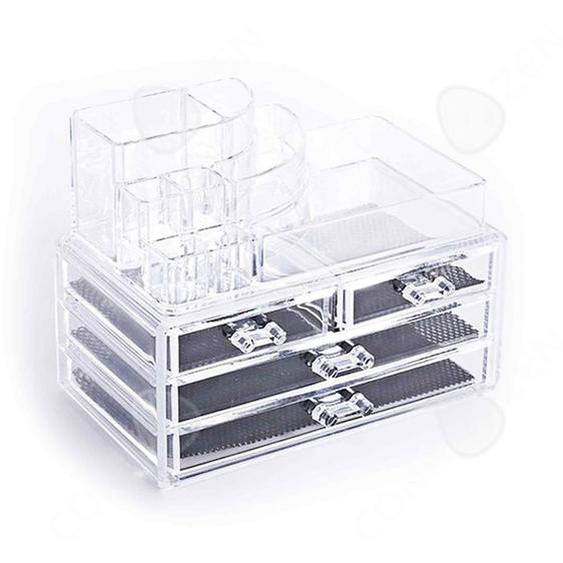 Conteneur de rangement pour pinceaux de maquillage 8 compartiments et 4 tiroirs organisateur maquillage en acrylique transparents