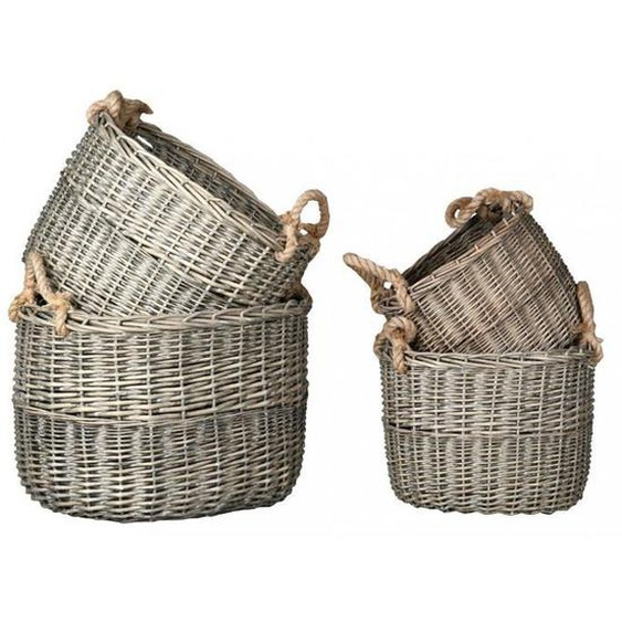 Corbeilles de rangement en osier gris - Lot de 4 - 55 x 48 x 40 cm