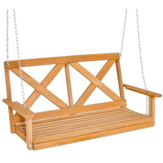 COSTWAY Balancelle de Jardin en Bois Peinture Imperméable 2 Personnes Chaînes Réglables 190-210cm Charge 240 kg pour Arbre,Portique