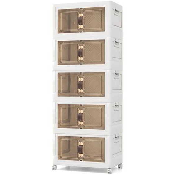 COSTWAY Boîte Rangement Plastique 316L, 5 Caisses de Rangement Pliables avec 4 Roulettes et Couvercles, pour Chambre, Salon,