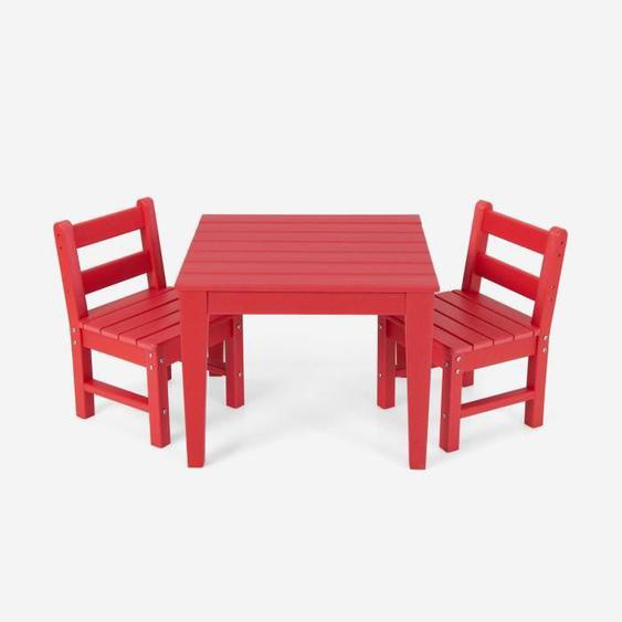 COSTWAY Ensemble de Table et Chaises pour Enfants pour Intérieur / Extérieur Table pour Manger, Etudier et Jouer Rouge