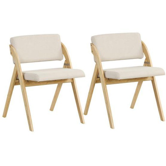 Costway Lot De 2 Chaises De Cuisine Pliable Avec Pieds En Bois De Caoutchouc Siège Et Dossier Rembourrés, Hauteur Du Siège 48 Cm