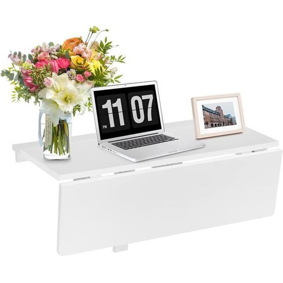 COSTWAY Table Murale Rabattable - plataux Pliable 80×60 cm (L x l)-Meuble Foyers pour Etudiants, Appartements, Cuisine Blanc