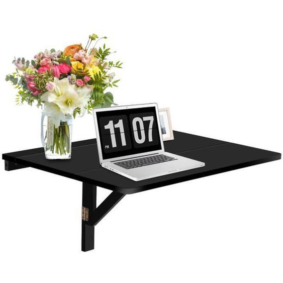 COSTWAY Table Murale Rabattable - plataux Pliable 80×60 cm (L x l)-Meuble Foyers pour Etudiants, Appartements, Cuisine Noir