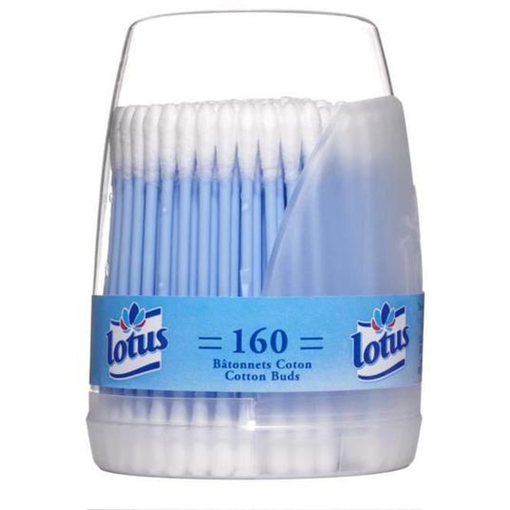 Coton-tiges - LOTUS - Distributeur de 160 bâtonnets - Lot de 10 - Couleur blanche