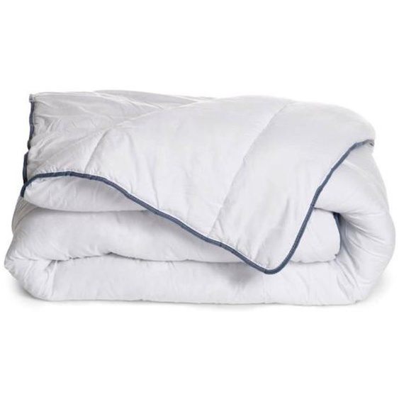 Couette Tempérée - Bleu Calin - Toutes Saisons - Enveloppe Microfibre - Garnissage 300gr/m2 - 200x200cm Blanc