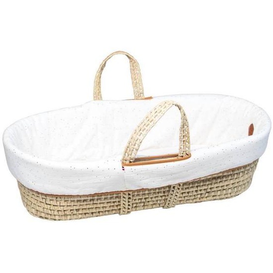 Couffin Bébé Avec Matelas Habillage Et Drap Housse Pois Dorés Blanc À Pois Or Taille Unique Blanc