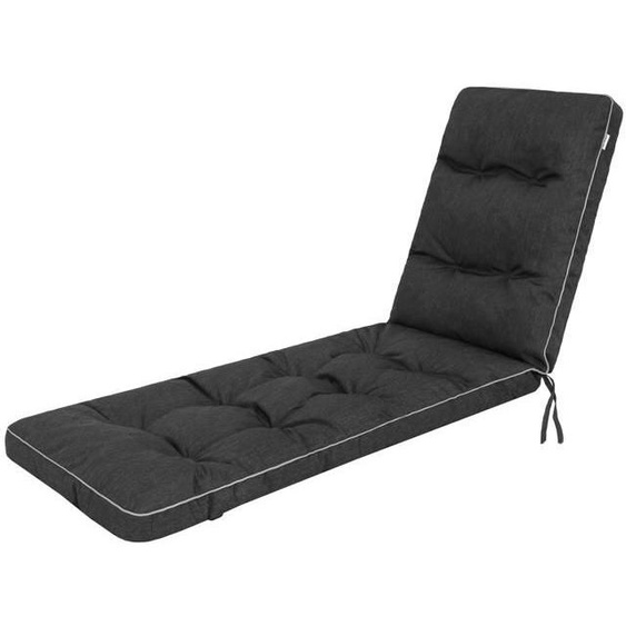 Coussin Bain de Soleil Noir Hugo, 201x55 cm - Confort et Élégance pour Chaise Longue, Facile à Fixer et Entretenir