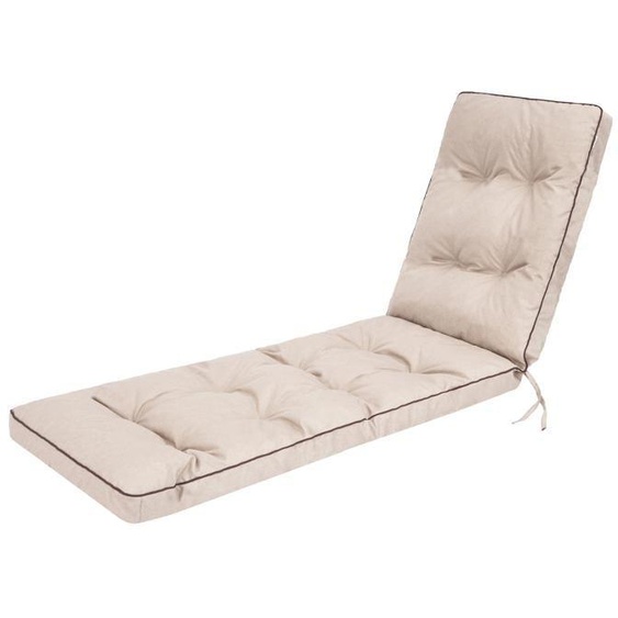 Coussin de Chaise Longue Hugo Confort Luxe, Adapté à Toutes Chaises de Jardin et Plage - Dimensions 201x55 cm - Beige Neutre